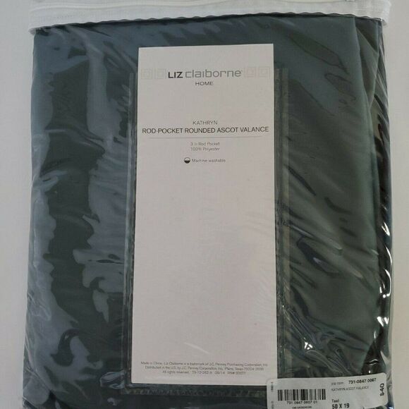 Liz Claiborne Kathryn Rounded Ascot Valance teal Window Curtain - Picture 1 of 4